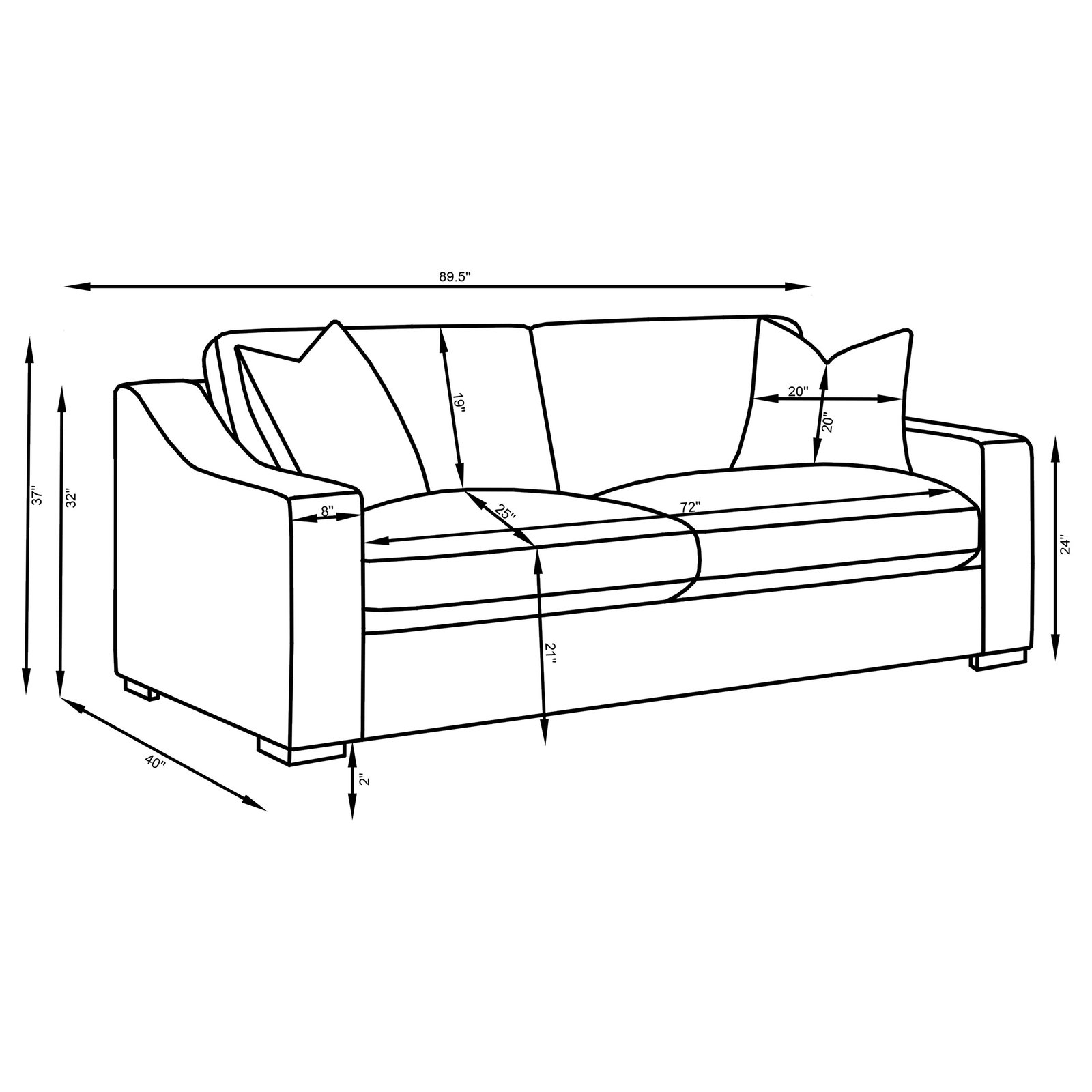 Ashlyn Upholstered Sloped Arm Sofa White - Image 10