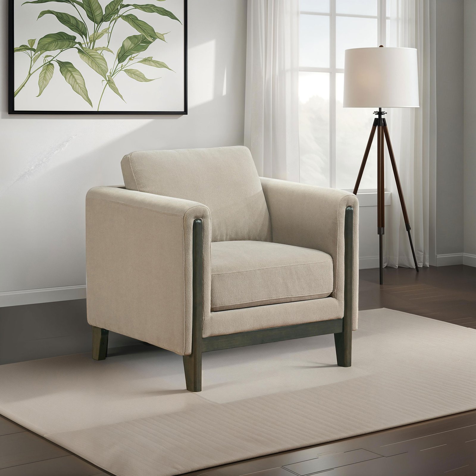 Islington Fabric Upholstered Panel Arm Accent Chair Taupe - Image 2