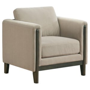 Islington Fabric Upholstered Panel Arm Accent Chair Taupe