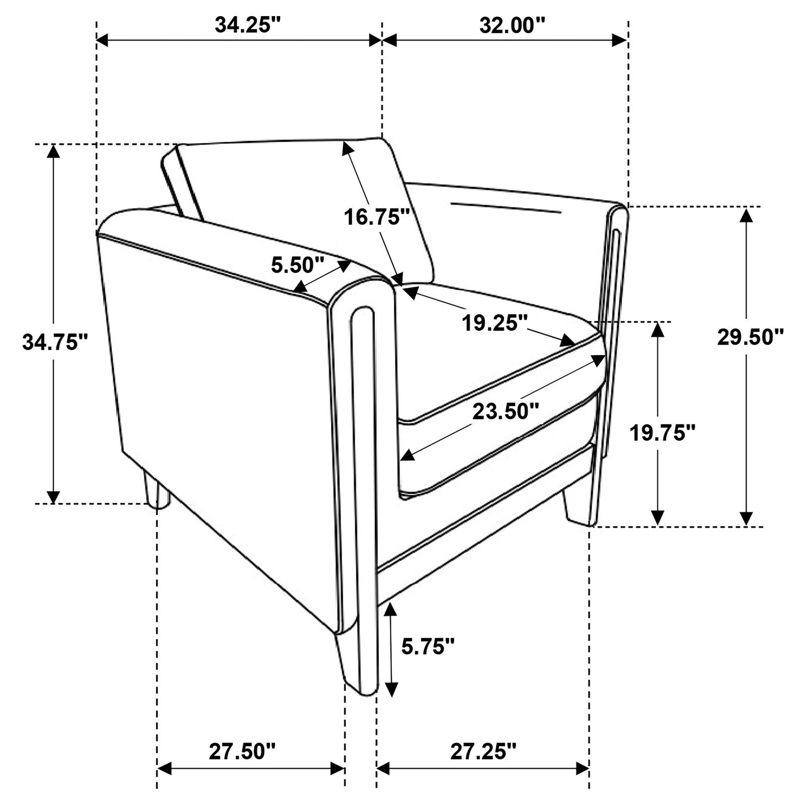 Islington Fabric Upholstered Panel Arm Accent Chair Taupe - Image 8