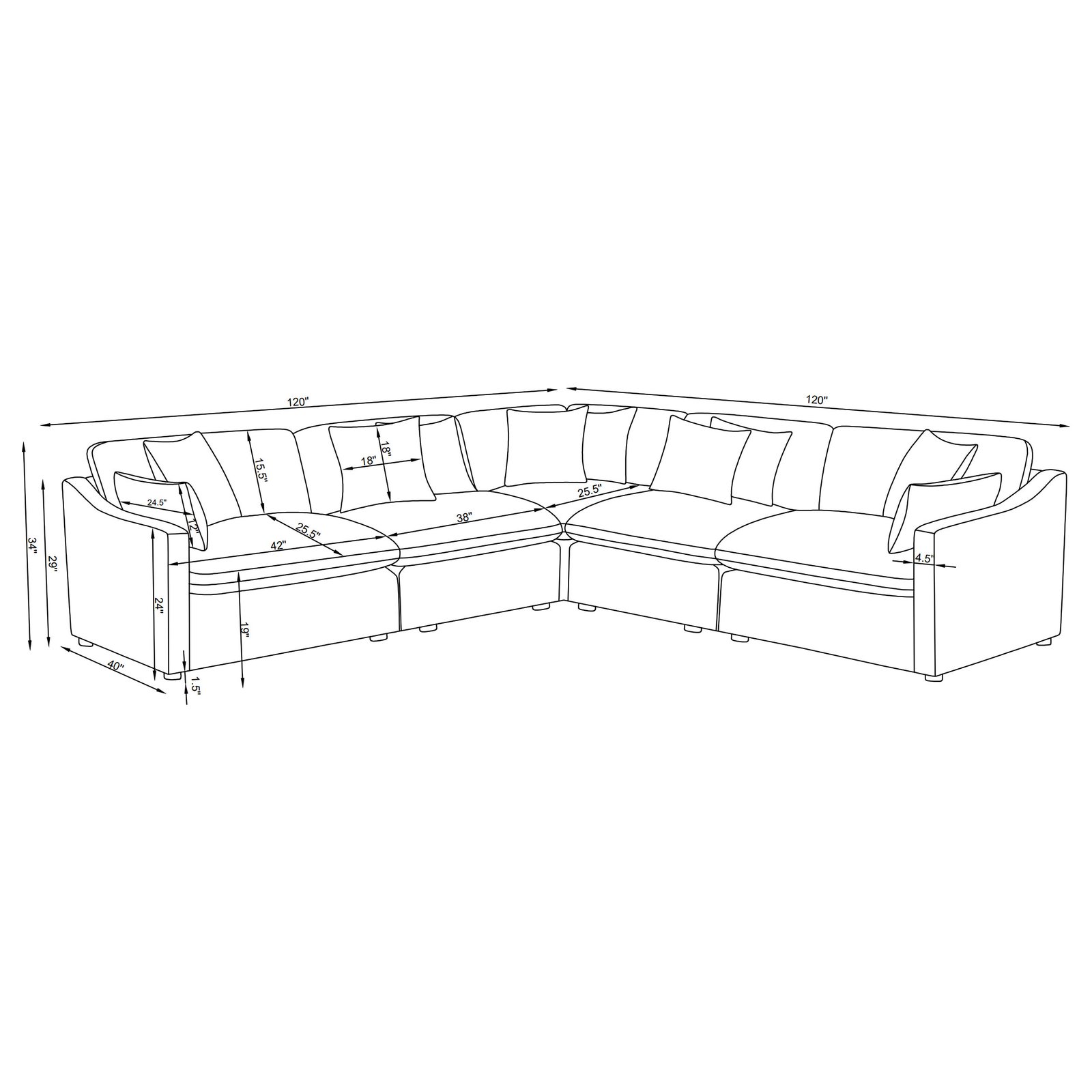 Hobson 5-piece Upholstered Modular Sectional Sofa Ivory - Image 12