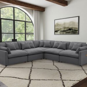 Hobson 5-piece Upholstered Modular Sectional Sofa Charcoal
