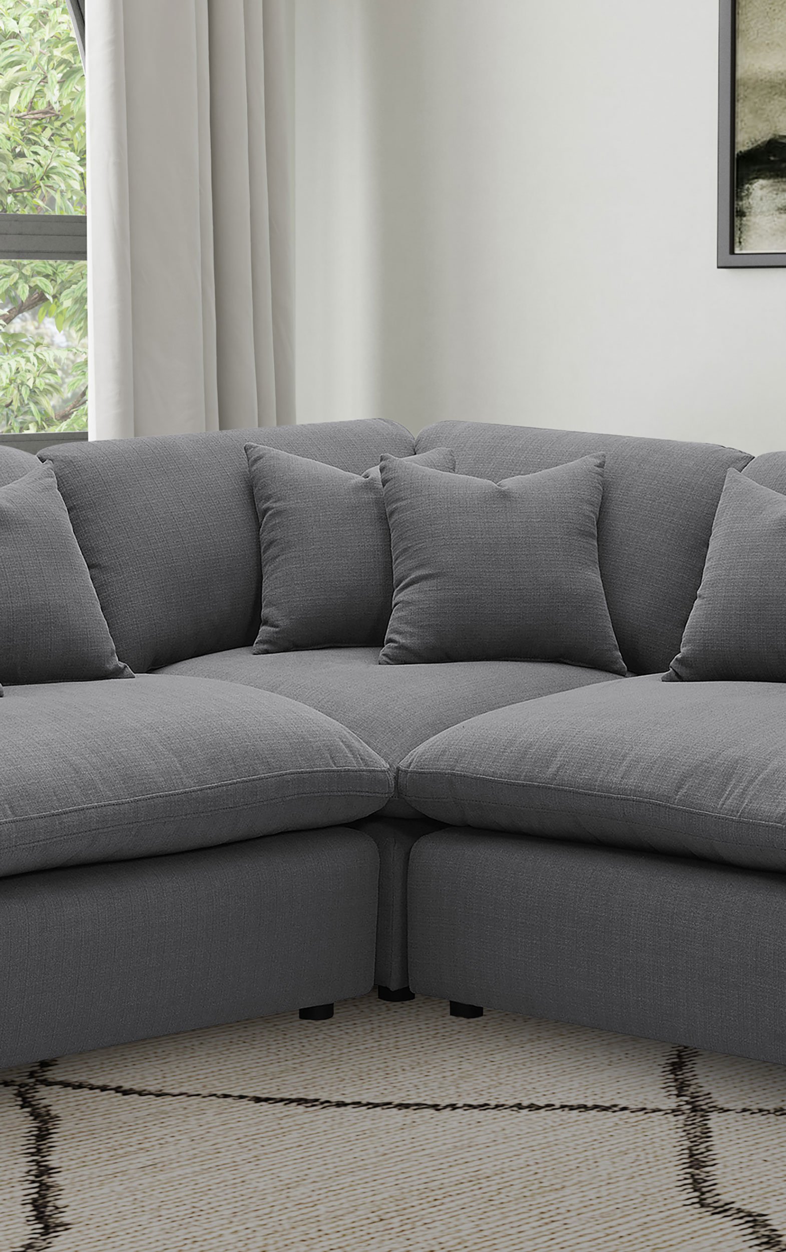 Hobson Upholstered Corner Charcoal - Image 2