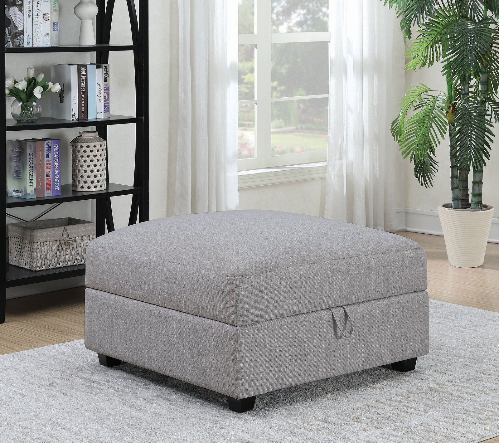 Cambria Square Upholstered Storage Ottoman Grey - Image 2