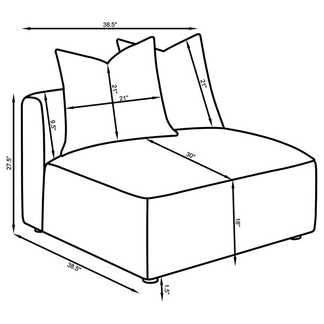 Jennifer Upholstered Armless Chair Grey - Image 10