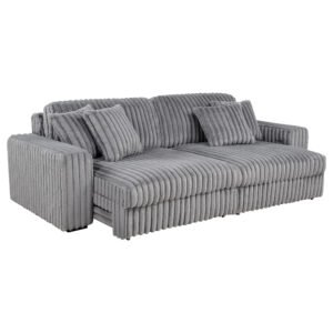 Jacana Corduroy Upholstered Dual Power Chaise Sofa Grey