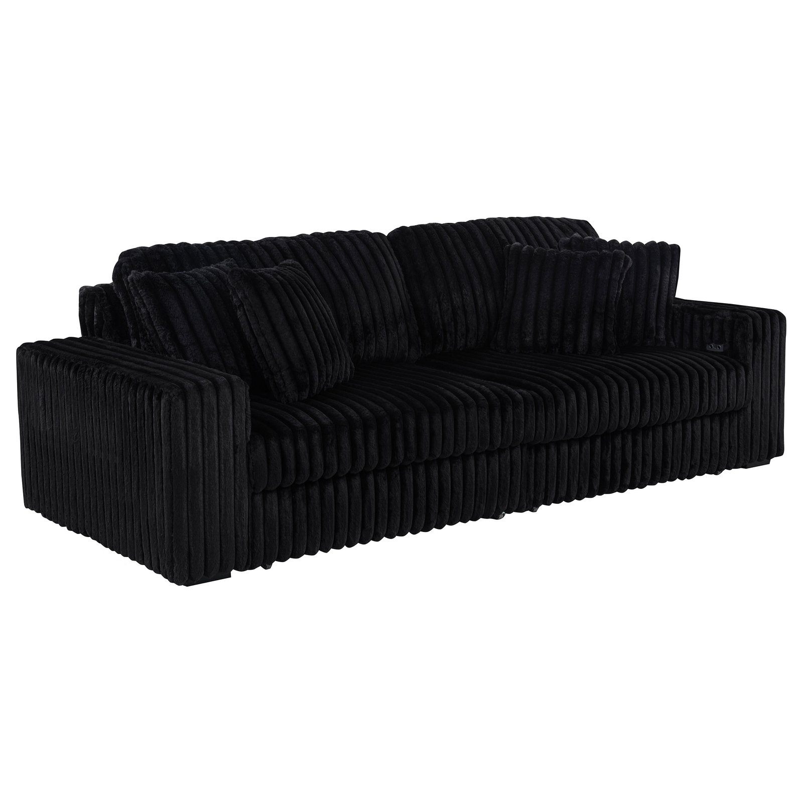 Jacana Corduroy Upholstered Dual Power Chaise Sofa Black - Image 4