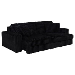 Jacana Corduroy Upholstered Dual Power Chaise Sofa Black