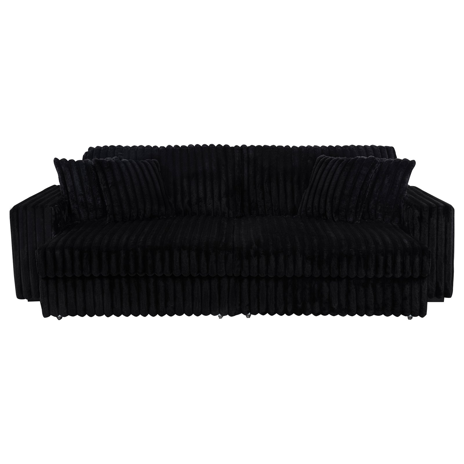 Jacana Corduroy Upholstered Dual Power Chaise Sofa Black - Image 6