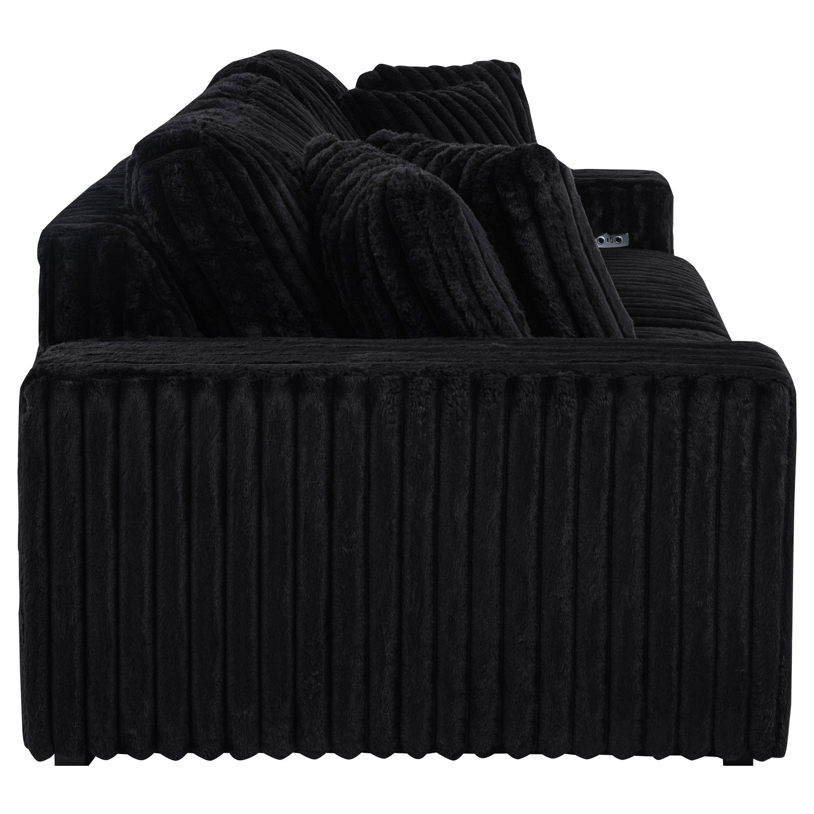 Jacana Corduroy Upholstered Dual Power Chaise Sofa Black - Image 9