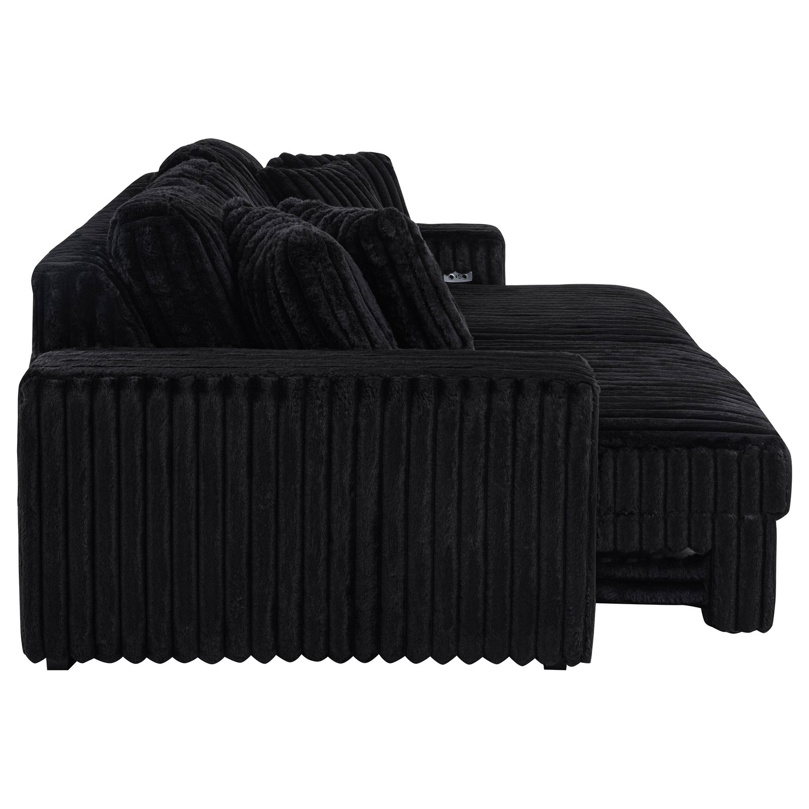 Jacana Corduroy Upholstered Dual Power Chaise Sofa Black - Image 10