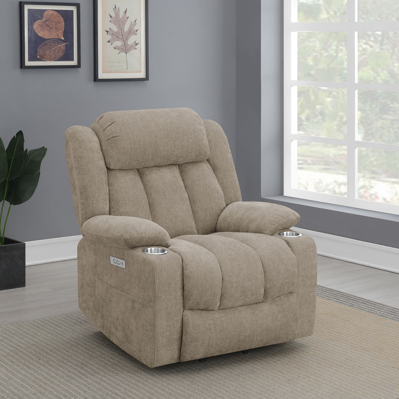 Houston Upholstered Power Lift Recliner Chair Camel - Image 2