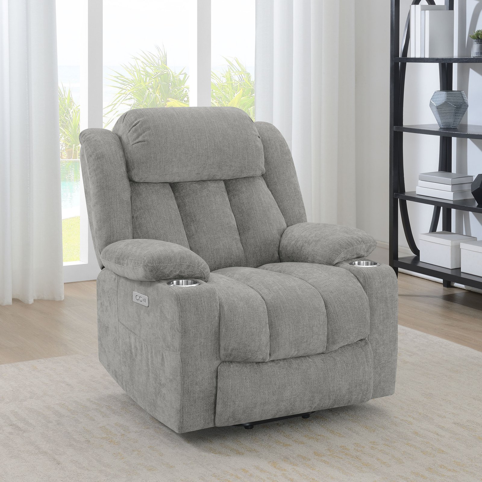 Houston Upholstered Power Lift Recliner Grey - Image 2