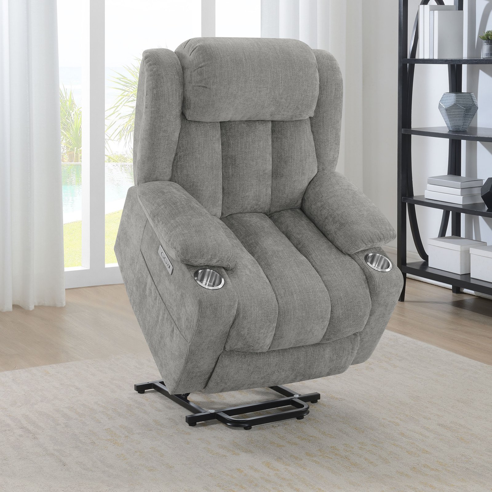 Houston Upholstered Power Lift Recliner Grey - Image 4