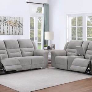Gilson 2-piece Chenille Upholstered Reclining Sofa Set Grey