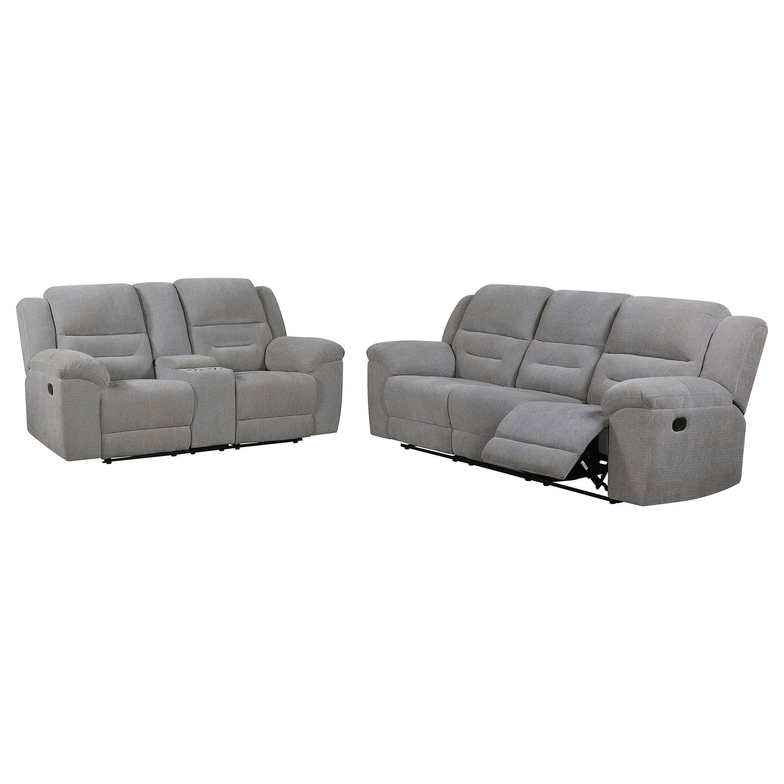 Gilson 2-piece Chenille Upholstered Reclining Sofa Set Grey - Image 3