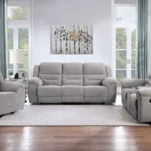 Gilson 3-piece Chenille Upholstered Reclining Sofa Set Grey