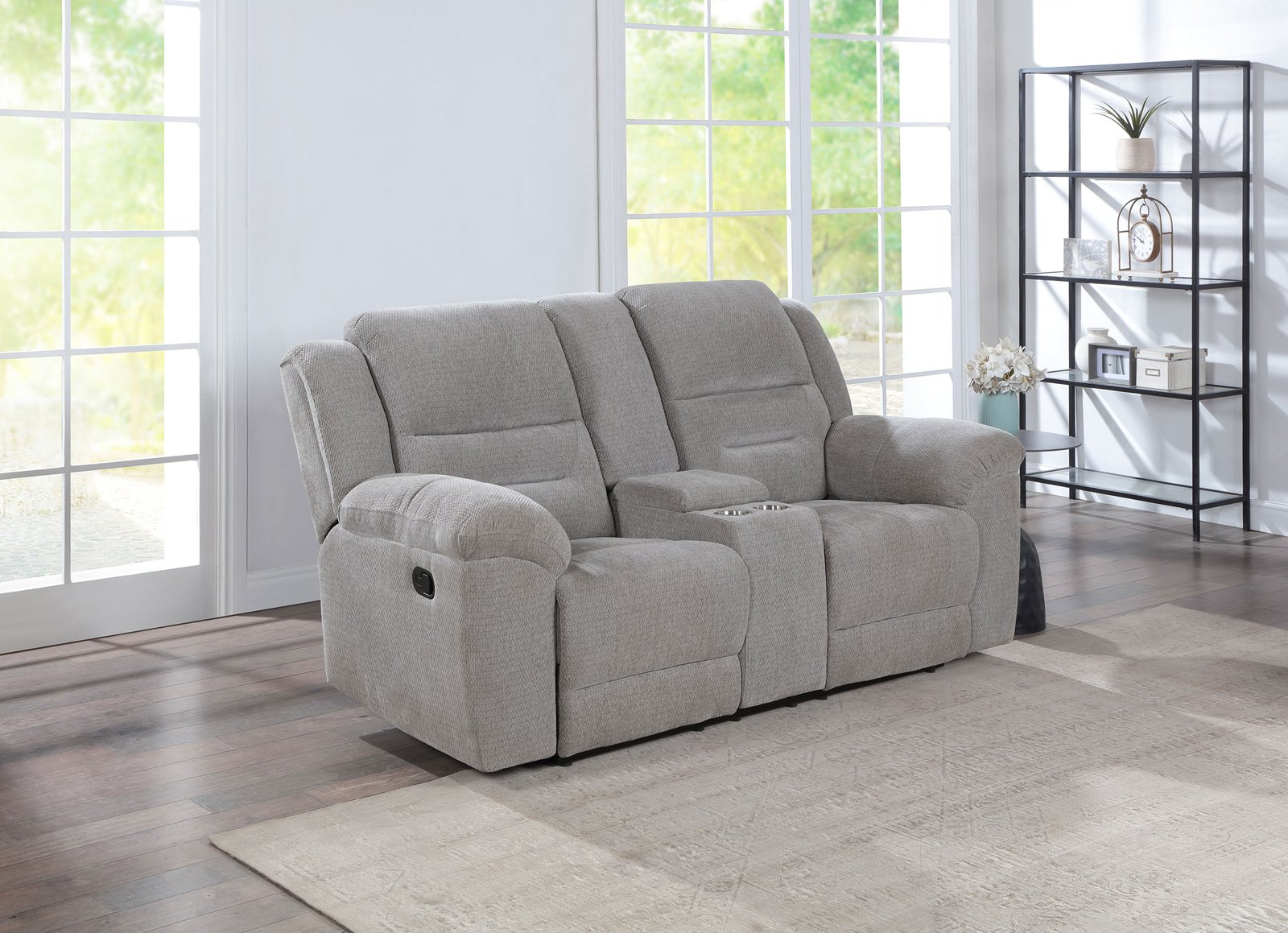 Gilson Chenille Upholstered Reclining Loveseat Grey - Image 2