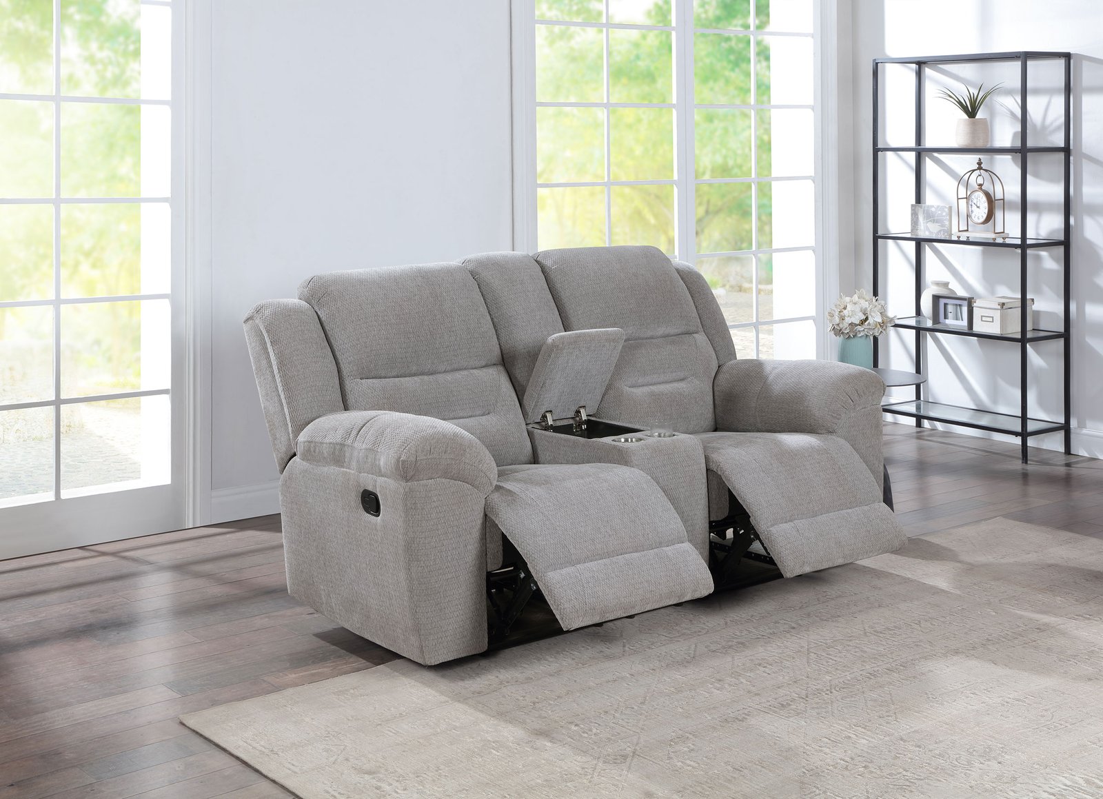 Gilson Chenille Upholstered Reclining Loveseat Grey - Image 3