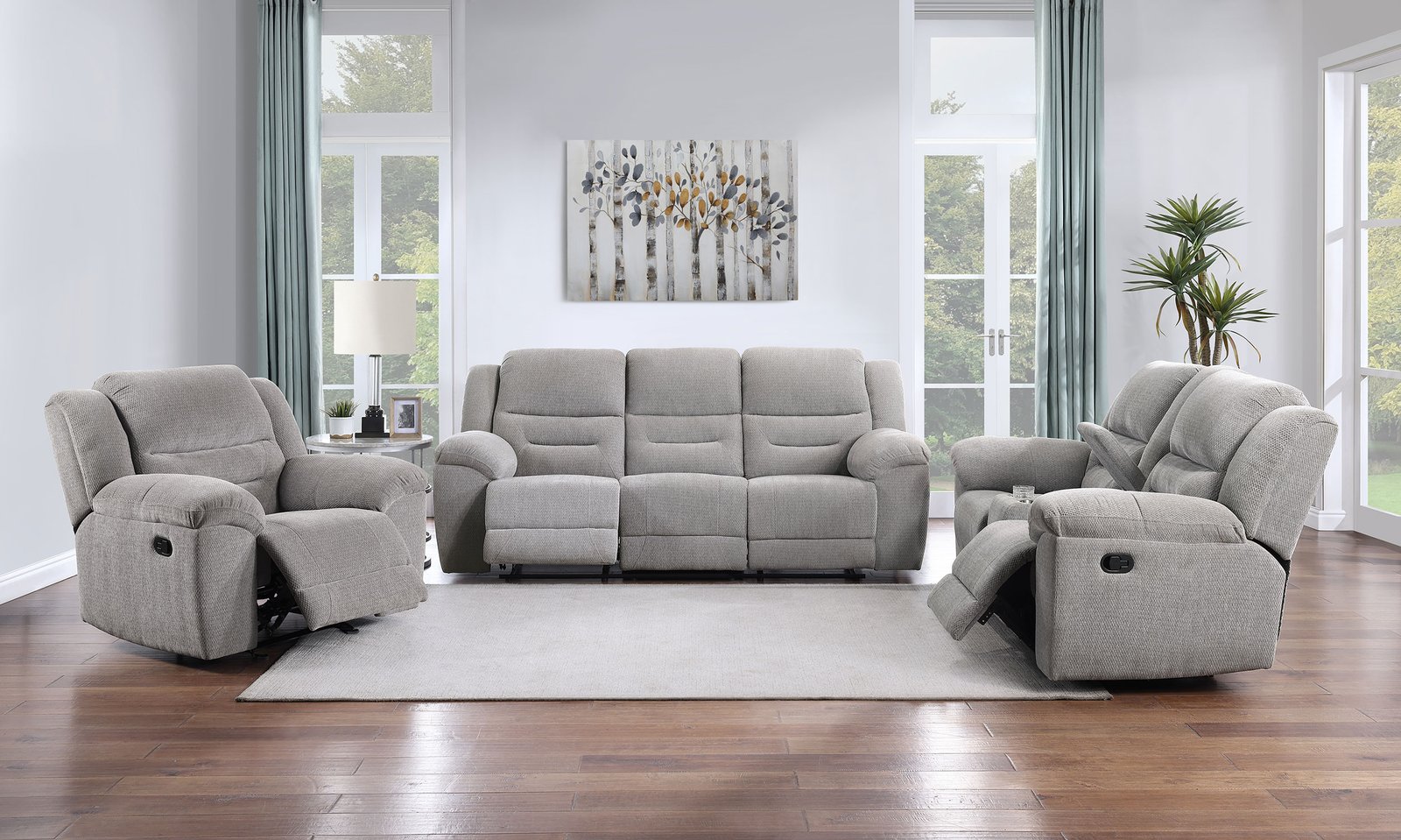 Gilson Chenille Upholstered Reclining Loveseat Grey - Image 14