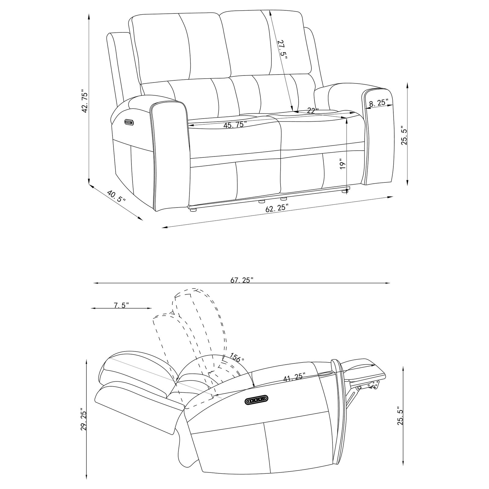Brickston 2-piece Triple Power Reclining Sofa Set Grey - Image 16